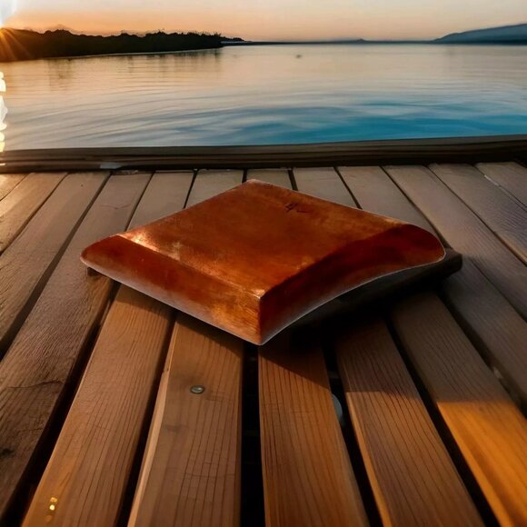 VTG Mahogany Wood Tray 2 Sections MSM handmade vintage 17" farmhouse decor - Picture 6 of 6